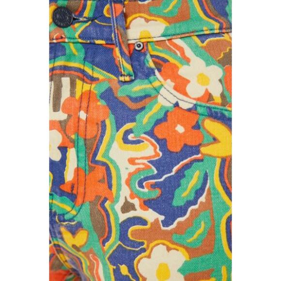 MOTHER The Insider Flood Straight Leg Jeans Floral Print Cosmic Blooms Size 29 - Picture 10 of 14